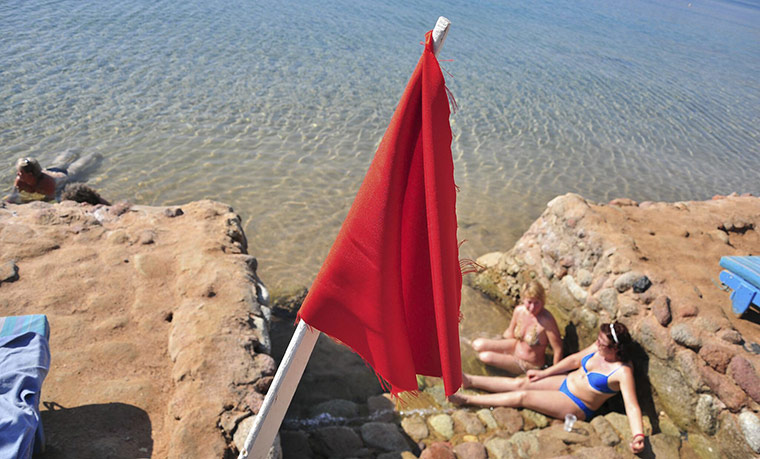 Egypt shark attack: Tourists sunbath next to a red flag 