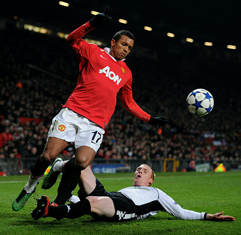 Champions League Tuesday: Nani skips over the sliding challenge of Jeremy Mathieu