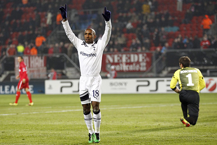 Champions League Tuesday: Jermain Defoe celebrates making it 2-1 to Spurs