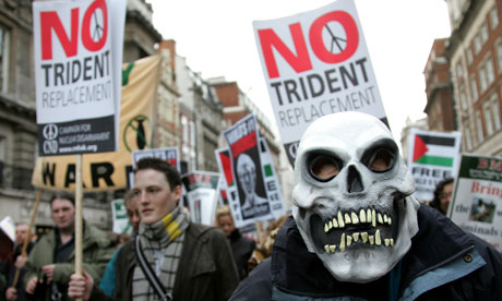 Protesters at a February 2007 march through central London against renewal of Trident
