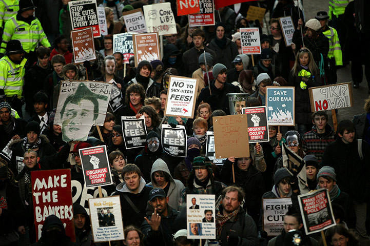Student Protests 8 Dec: Students Protests Begin Ahead Of Tomorrow's University Tuition Fee Vote