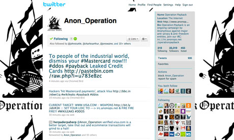 Operation Payback Twitter screengrab