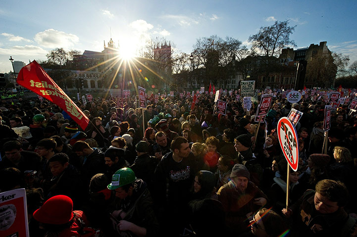 student protest update: Protestors demonstrate in Parliament Square