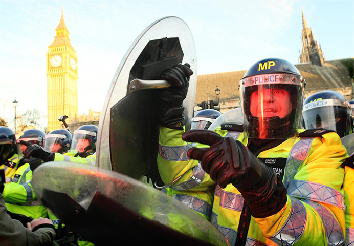 student protest update: Police hold back demonstrators in Parliament Square as students demonstrate