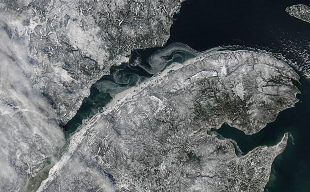 Satellite Eye on Earth: Sea ice fills the mouth of the St. Lawrence River, Quebec, Canada