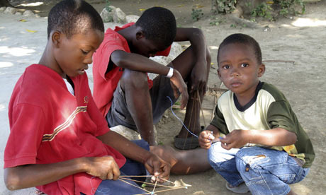 Haitian children in NGO camp