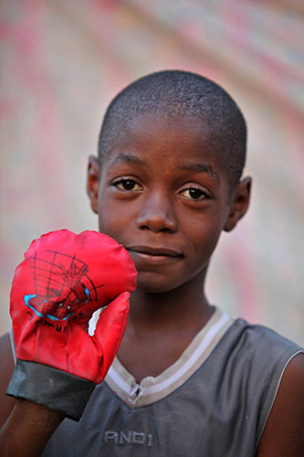 Haiti - What I saved: Steve David wants to be a boxer so he saved his boxing glove