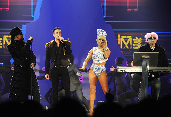 Brit Awards 30: 2009: The Pet Shop Boys with Brandon Flowers and Lady GaGa Brit Awards