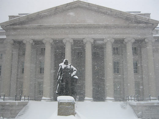 US Treasury, in snow