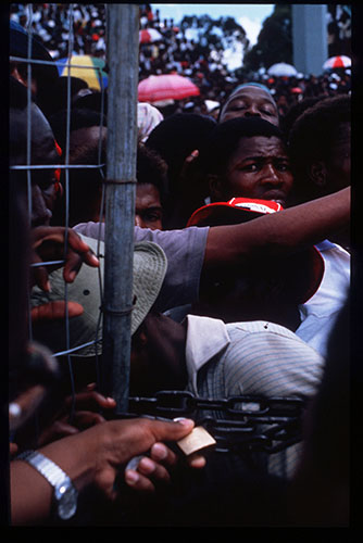 Mandela prison release: February 20 1990: Supporters of Nelson Mandela