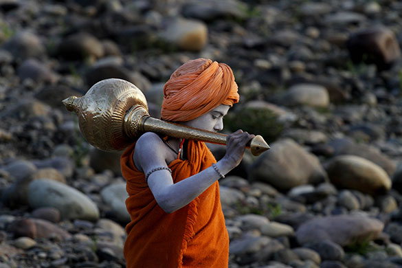 24 hours in pictures: Haridwar, India: A young Naga Sadhu, or Hindu holy man