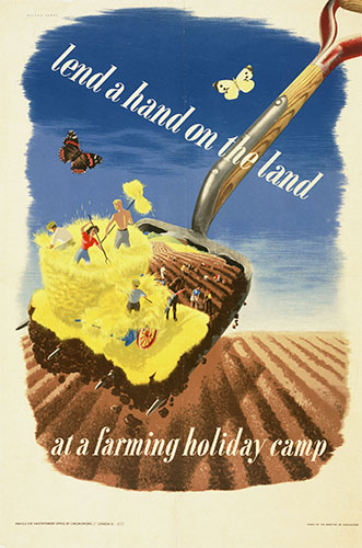 Wartime food: Lend a Hand on the Land poster