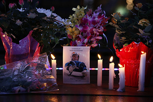winter olympics ceremony: Candles are lit up in commemoration of late Nodar Kumaritashvili 