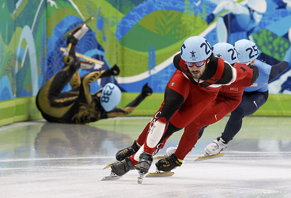 Winter Olympics day two: Men's 1500 meters short track speed skating heats