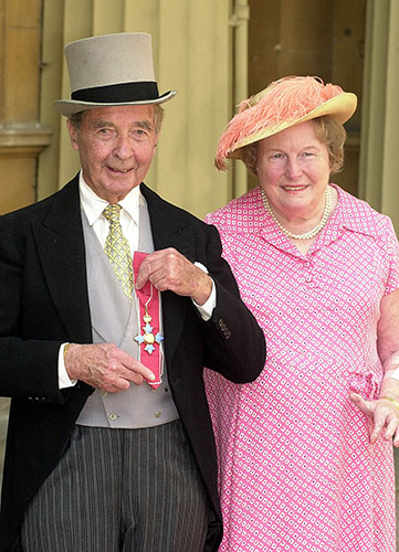 Dick Francis: 2000: Dick Francis and wife Mary, after he received his CBE