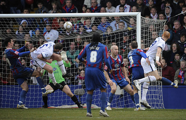 Football: Palace v Villa: James Collins (far right) equalises for Villa