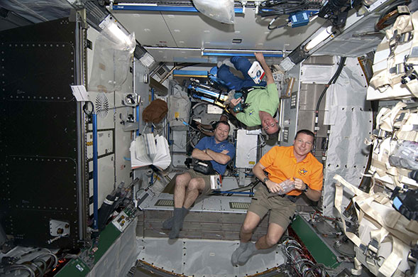space shuttle endeavour: NASA astronauts Nicholas Patrick, Stephen Robinson and Terry Virts 