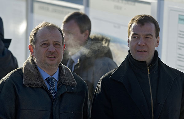 Russian oligarchs: Vladimir Lisin, left, with Russian President Dmitry Medvedev