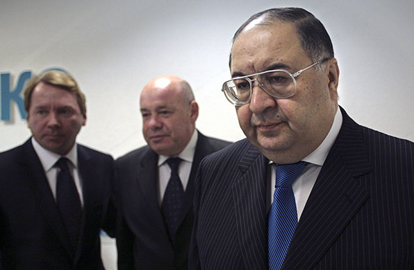 Russian oligarchs: Russian business tycoon Alisher Usmanov attends a news conference in Moscow