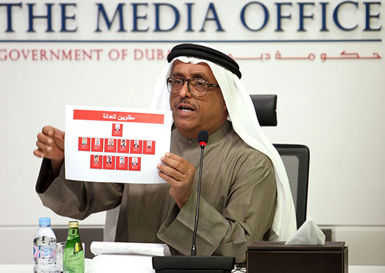 Mahmoud al-Mabhouh: Dubai's police chief holds photographs of eleven suspects