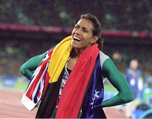 Australian Superstars: Cathy Freeman during the 2000 Sydney Olympic Games at Stadium Australia