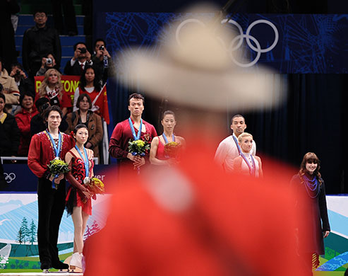 olympics day 4: figure skaters receive medals