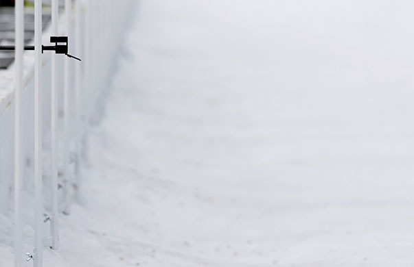 olympics day 4: Mattias Nilsson takes aim during a training session for the men's biathlon