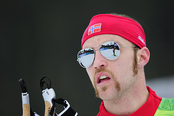 olympics day 4: Tord Asle Gjerdalen after finishing the men's 15km Cross-Country Skiing
