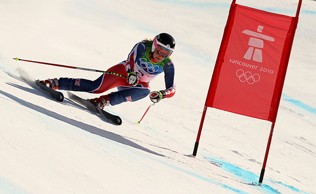 Winter Olympics day 6: Great Britain's Chemmy Alcott speeds past a gate