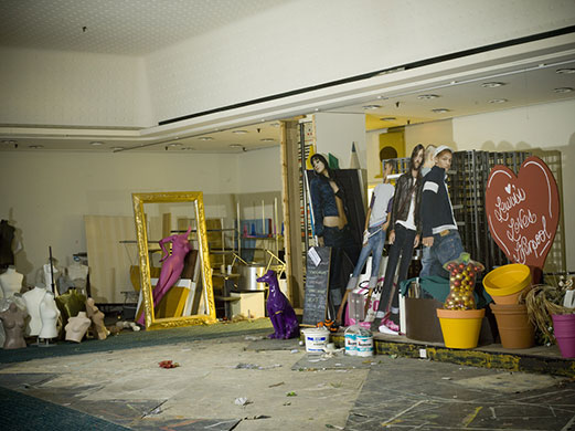 Lewis's fifth floor: Stuff piled up along walls