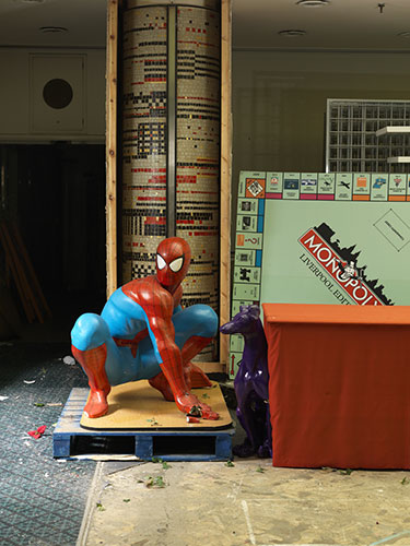 Lewis's fifth floor: Spiderman sculpture