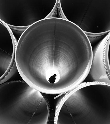 In pics: solitude: man in gas pipeline