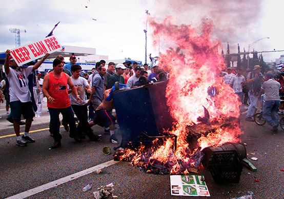 Elian Timeline: Cuban-American protesters in the streets of Miami's Little Havana