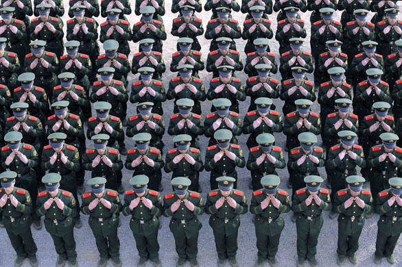 24 hours in pictures: Taiyuan, China: Recruits of the paramilitary police
