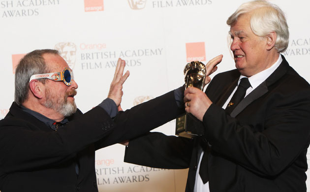 Baftas 2010: winners: Baftas 2010: Terry Gilliam poses with Joe Dunton