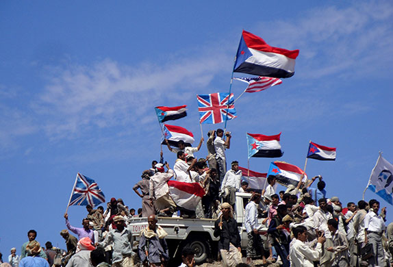 24 hours in pictures: Radfan, Yemen: Southern Yemenis wave their regional flag during a protest