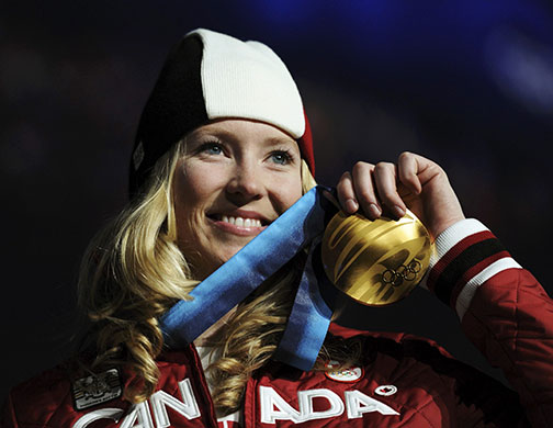 Winter Olympics Day 12: Ashleigh McIvor displays her gold medal during the medal ceremony 