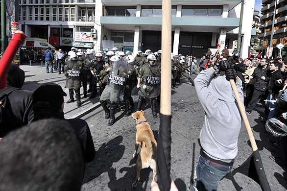 clashes in greece: Protesters surround police in Athens 