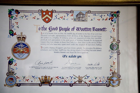 Wootton Bassett: Armed forces certificate 