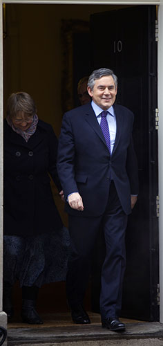 Politics: Gordon Brown leaves 10 Downing Street to attend Prime Minister's questions