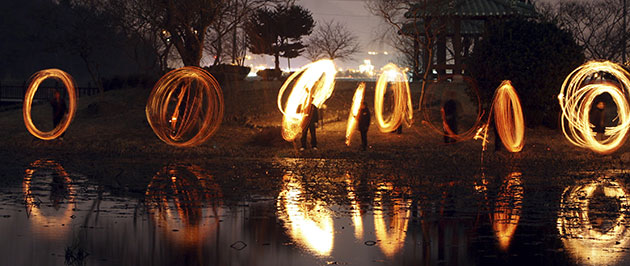 24 hours in pictures: Hampyeong, South Korea: Students twirl catherine wheels