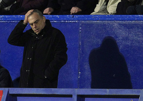 Portsmouth Administration: Portsmouth manager Avram Grant watches from the television gantry