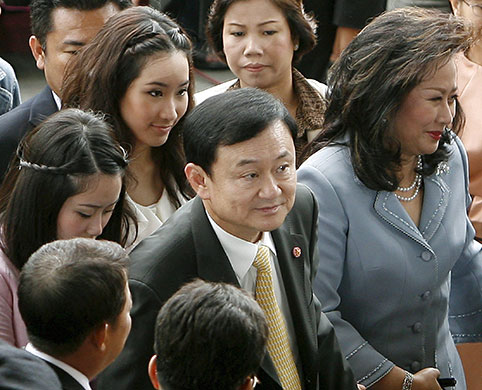 Thaksin Shinawatra: 31 July 2008: Thaksin Shinawatra with his wife Pojaman Shinawatra