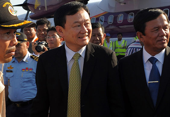 Thaksin Shinawatra: November 12 2009: Thaksin Shinawatra upon his arrival at Siem Reap airport