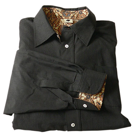 Ethical menswear: Black batik shirt