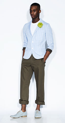 line-up: blue: Comme des Garçons outfit