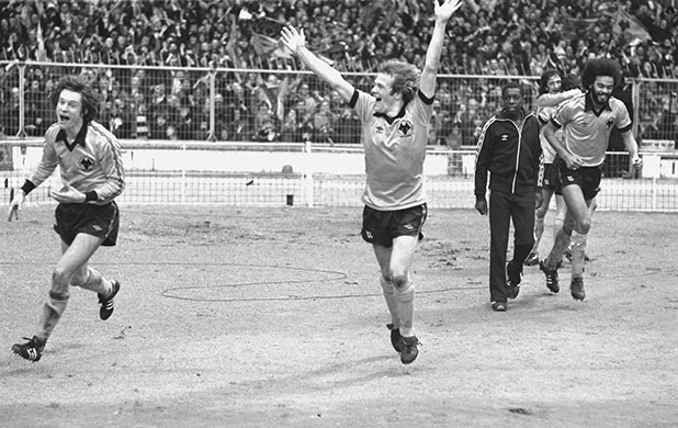 League Cup finals: Celebrating the  winner.