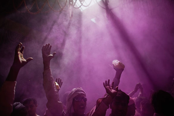 24 hours in pictures: Hindus Celebrate Holi In India at the Bankey Bihari Temple