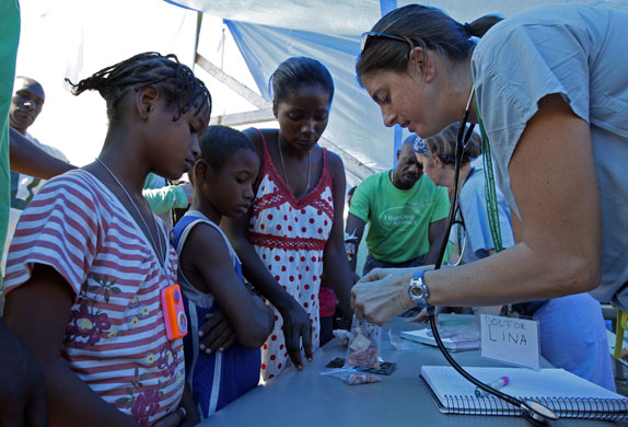 Haiti: 2 February: Dr Lina Abujamra, of the Children's Memorial Hospital, Chicago