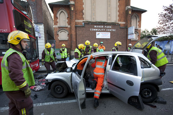 London's Air Ambulance: London's Air Ambulance team and fire crews respond road traffic accident